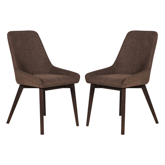 Acton Brown Fabric Dining Chairs In Pair