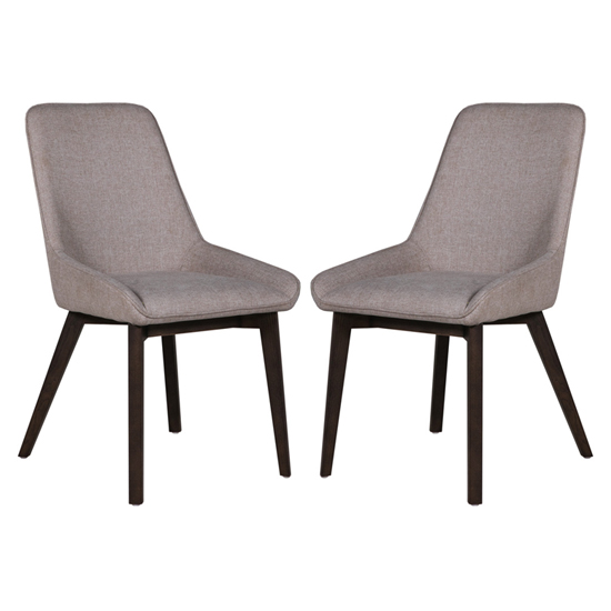 Acton Latte Fabric Dining Chairs In Pair
