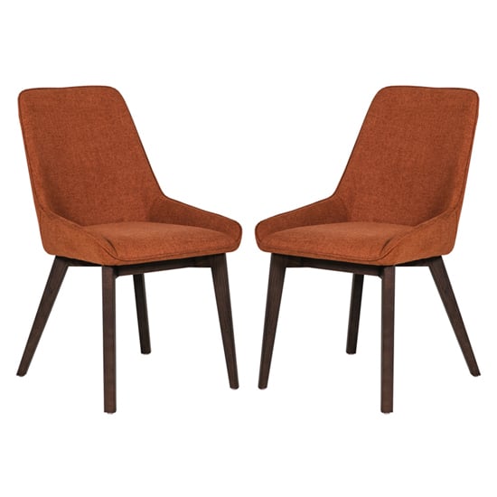 Acton Rust Fabric Dining Chairs In Pair