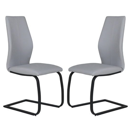 Adoncia Grey Faux Leather Dining Chairs In Pair