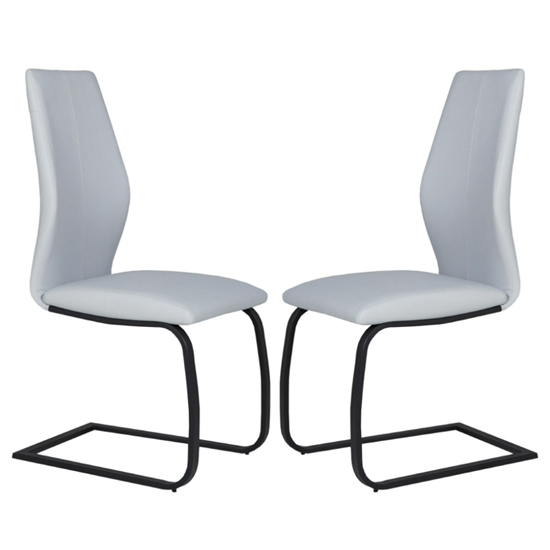 Adoncia Silver Faux Leather Dining Chairs In Pair