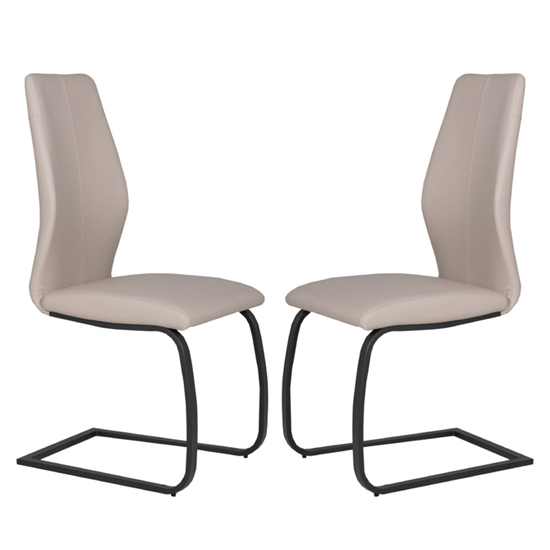 Adoncia Taupe Faux Leather Dining Chairs In Pair