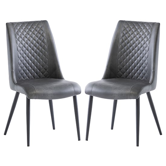 Adora Grey Faux Leather Dining Chairs In Pair