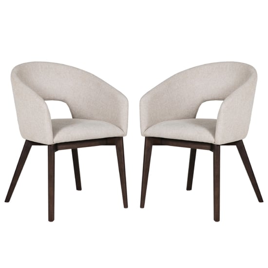 Adria Natural Woven Fabric Dining Chairs In Pair
