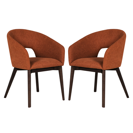 Adria Rust Woven Fabric Dining Chairs In Pair