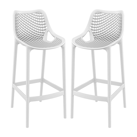 Adrian White Polypropylene And Glass Fiber Bar Chairs In Pair