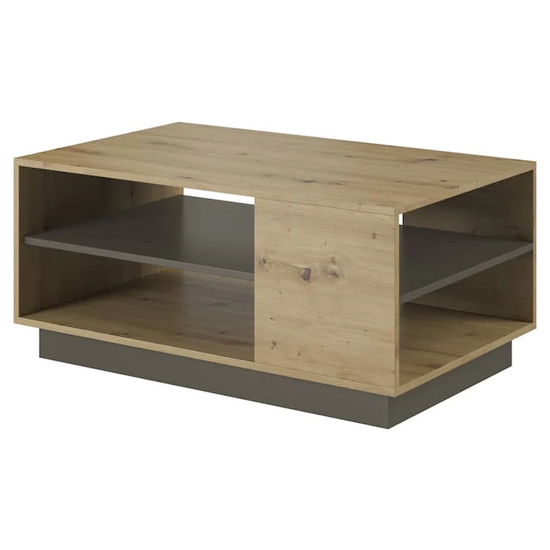 Alaro Wooden Coffee Table In Artisan Oak With Undershelf Alaro Wooden Coffee Table In Artisan Oak With Undershelf