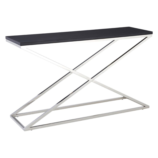 Alena Wooden Leather Effect Console Table In Black Alena Wooden Leather Effect Console Table In Black
