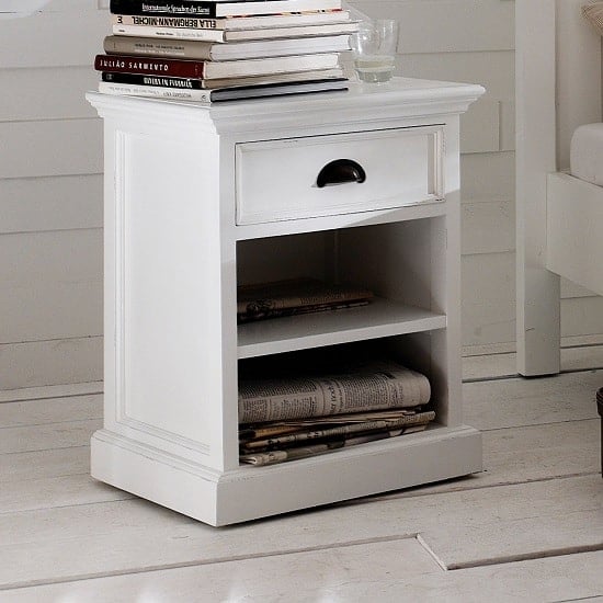 Allthorp Solid Wood Bedside Table In White With 1 Drawer Allthorp Solid Wood Bedside Table In White With 1 Drawer