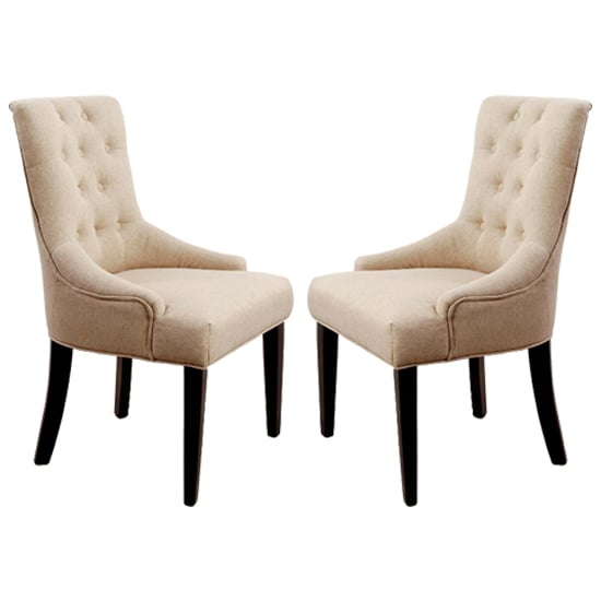 Amarillo Beige Textured Fabric Dining Chairs In Pair