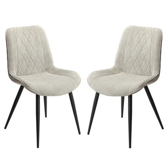 Arta Diamond Stitch Light Grey Fabric Dining Chairs In Pair