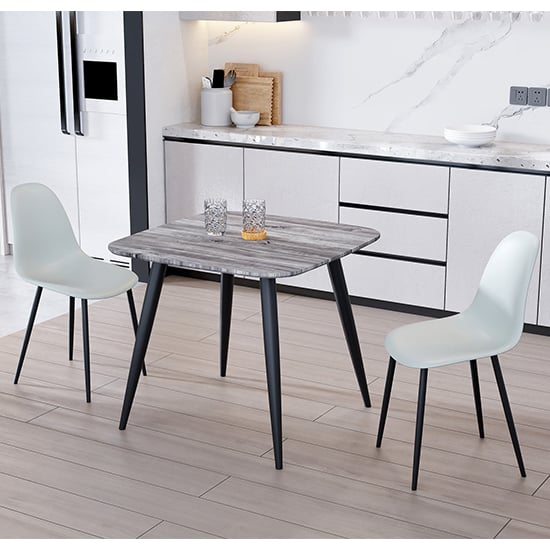 Arta Square Grey Oak Dining Table With 2 Duo Grey Chairs Arta Square Grey Oak Dining Table With 2 Duo Grey Chairs