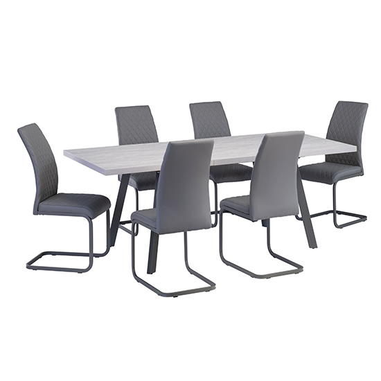 Athink Extending Grey Dining Table With 6 Huskon Grey Chairs Athink Extending Grey Dining Table With 6 Huskon Grey Chairs
