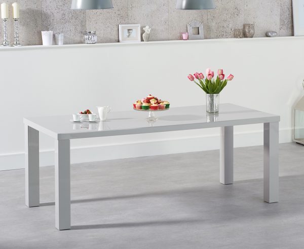 Atlanta 200cm Light Grey High Gloss Dining Table