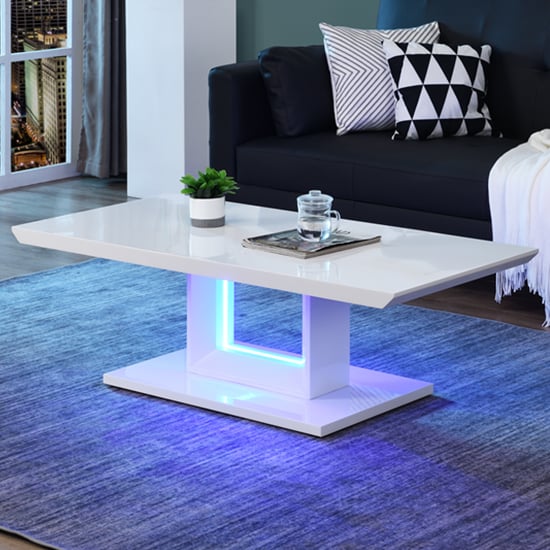 Atlantis High Gloss Coffee Table In White With LED Lighting Atlantis High Gloss Coffee Table In White With LED Lighting