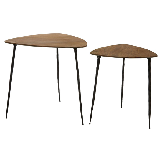 Australis Wooden Nest Of 2 Tables With Metal Legs In Brown Australis Wooden Nest Of 2 Tables With Metal Legs In Brown