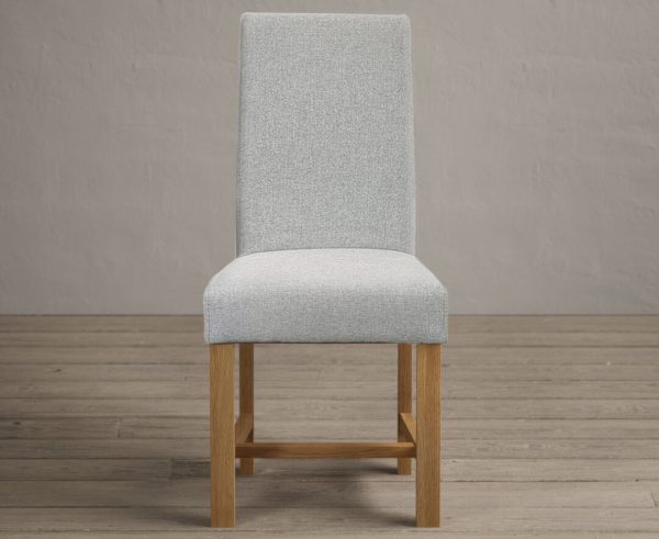 Braced Leg Grey Fabric Dining Chairs