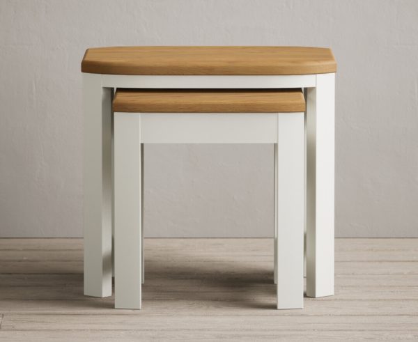 Bradwell Oak and Signal White Painted Nest of Tables