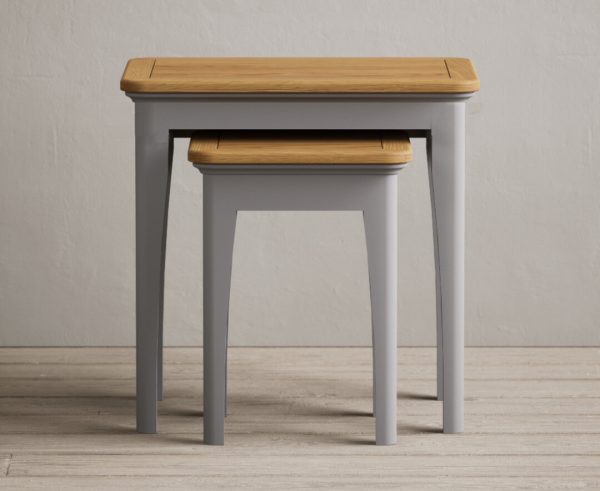 Bridstow Oak and Light Grey Painted Nest Of Tables