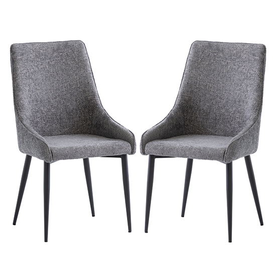 Cajsa Graphite Fabric Dining Chairs In Pair