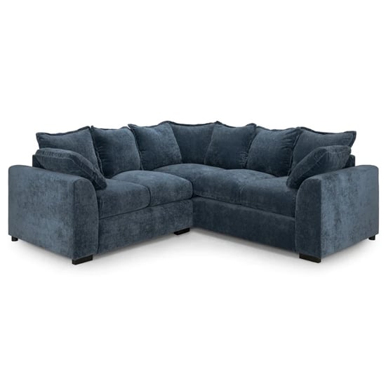 Calais Large Velvet Corner Sofa In Blue