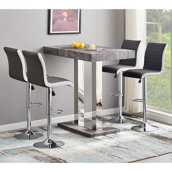 Caprice Concrete Effect Bar Table 4 Ritz Black White Stools Caprice Concrete Effect Bar Table 4 Ritz Black White Stools