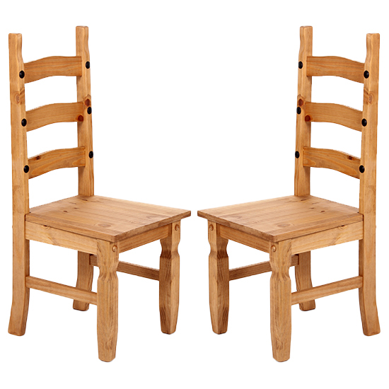 Carlen Light Pine Wooden Dining Chairs In Pair