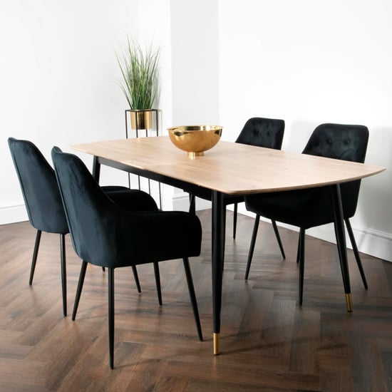 Carrboro Wooden Extending Dining Table With 4 Chairs In Oak