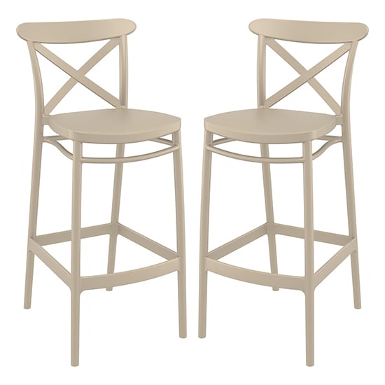Carson Taupe Polypropylene And Glass Fiber Bar Chairs In Pair
