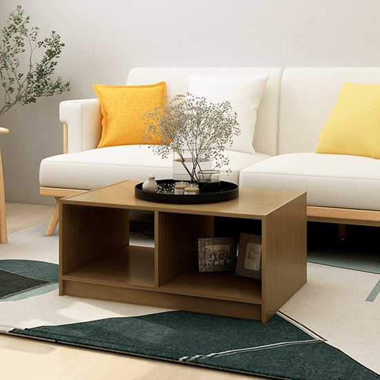 Cason Solid Pinewood Coffee Table With Shelf In Honey Brown Cason Solid Pinewood Coffee Table With Shelf In Honey Brown