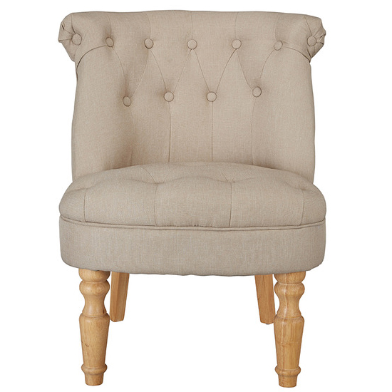 Charlo Linen Fabric Bedroom Chair In Beige
