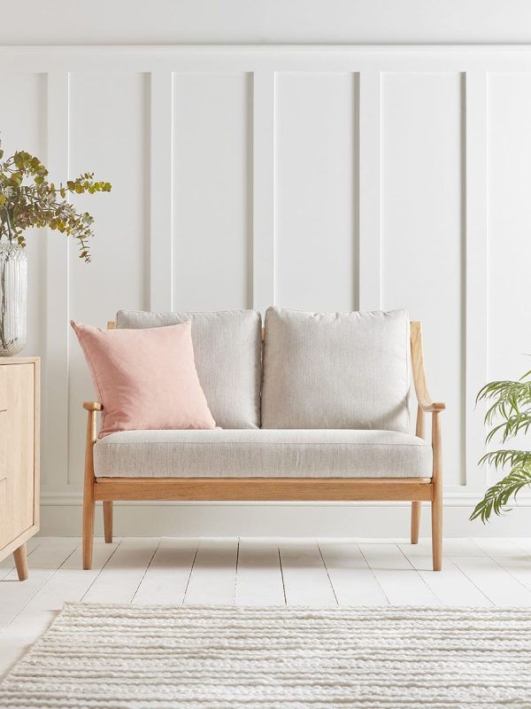 Curved Arm Mid Century Sofa - Linen