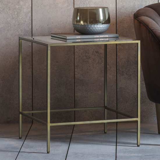 Custer Clear Glass Side Table With Bronze Metal Frame Custer Clear Glass Side Table With Bronze Metal Frame