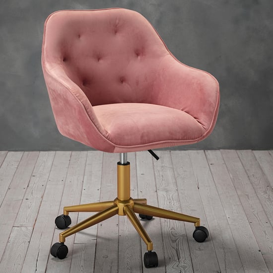 Darian Velvet Home And Office Chair In Pink