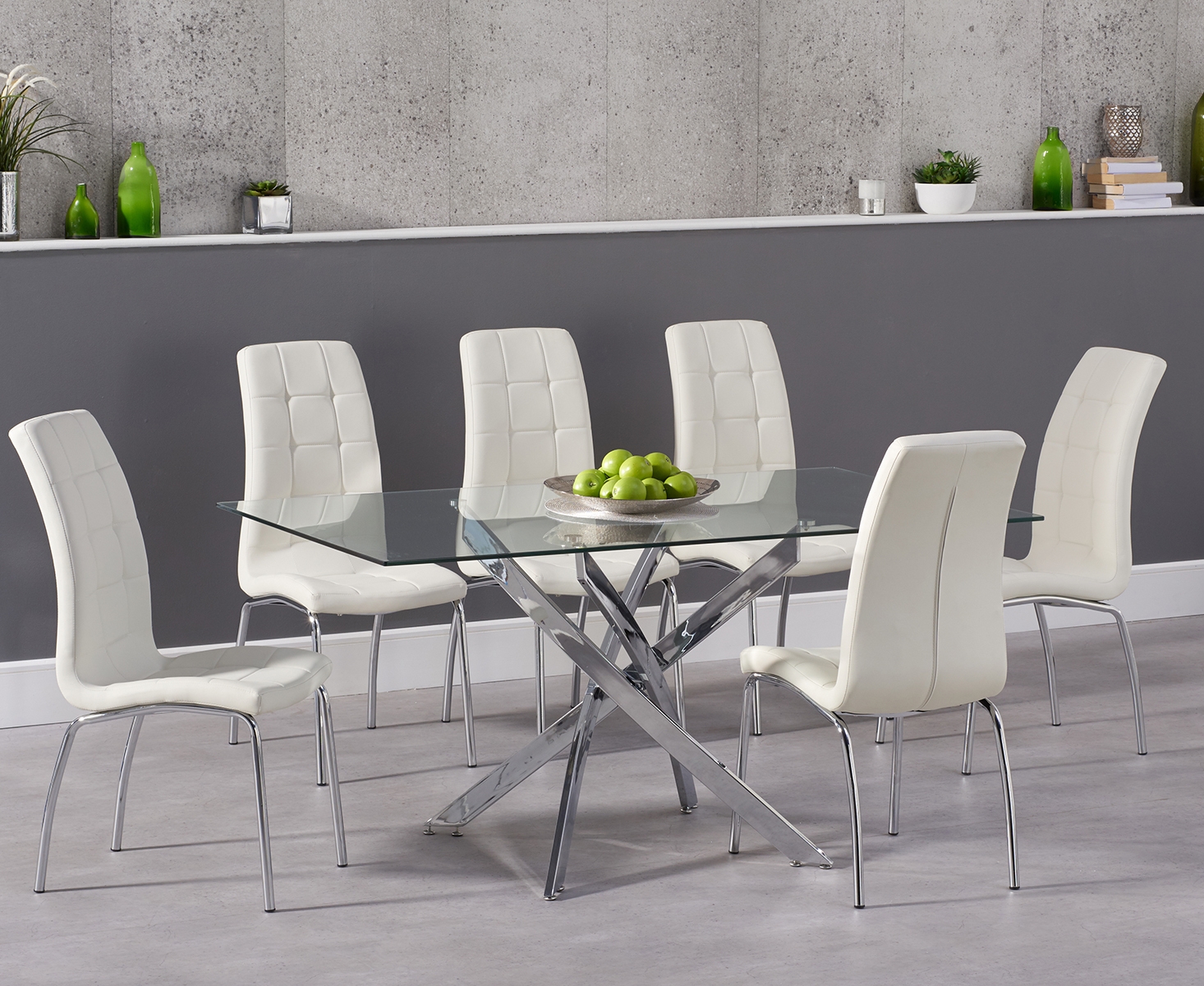 Denver 160cm Glass Dining Table With 8 Red Enzo Chairs Denver 160cm Glass Dining Table With 8 Red Enzo Chairs