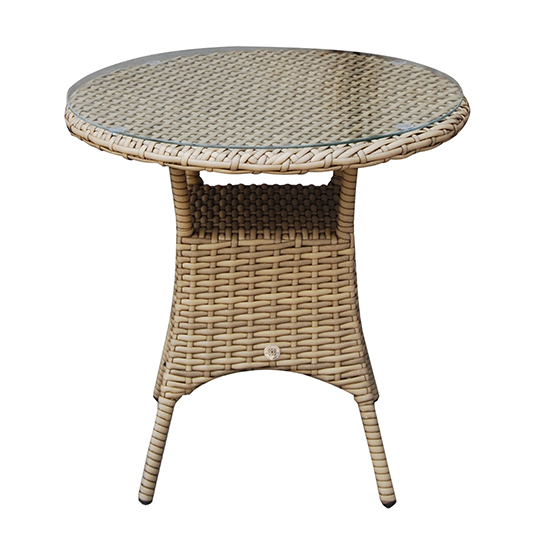 Derya Glass Top 70cm Wicker Bistro Dining Table In Natural Derya Glass Top 70cm Wicker Bistro Dining Table In Natural