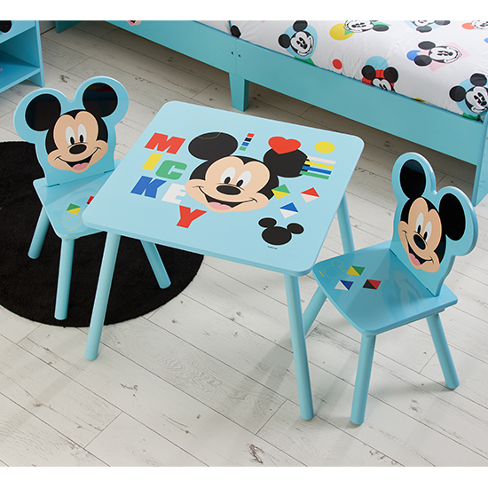 Disney Mickey Mouse Childrens Wooden Table And 2 Chairs In Blue Disney Mickey Mouse Childrens Wooden Table And 2 Chairs In Blue