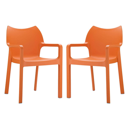 Dublin Orange Reinforced Glass Fibre Dining Chairs In Pair