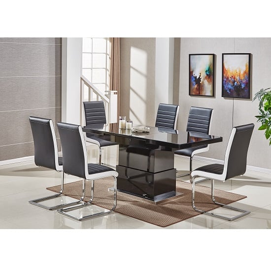 Elgin Convertible Black Gloss Dining Table 6 Symphoney Chairs Elgin Convertible Black Gloss Dining Table 6 Symphoney Chairs