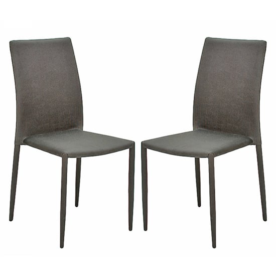 Enzi Dark Grey Fabric Dining Chairs In Pair