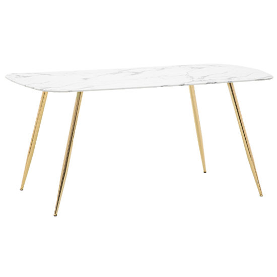 Evan Rectangular Glass Dining Table In White Marble Effect Evan Rectangular Glass Dining Table In White Marble Effect
