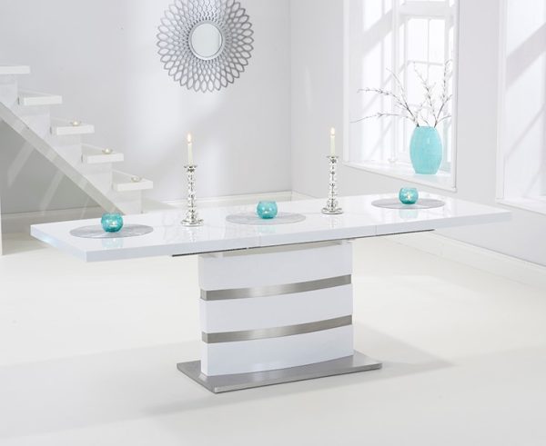 Extending Vicenza 160cm White High Gloss Dining Table