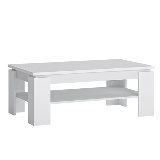 Fank Wooden Rectangular Coffee Table In Alpine White