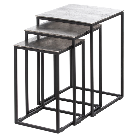 Farron Metal Square Nest Of 3 Tables In Silver Farron Metal Square Nest Of 3 Tables In Silver