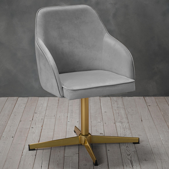 Flax Velvet Home And Office Chair In Grey