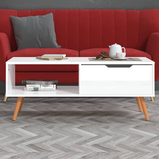 Floria High Gloss Coffee Table With 1 Drawer In White Floria High Gloss Coffee Table With 1 Drawer In White