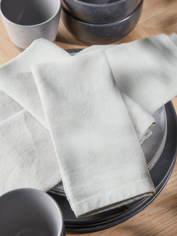 Four Linen & Cotton Napkins - Light Grey