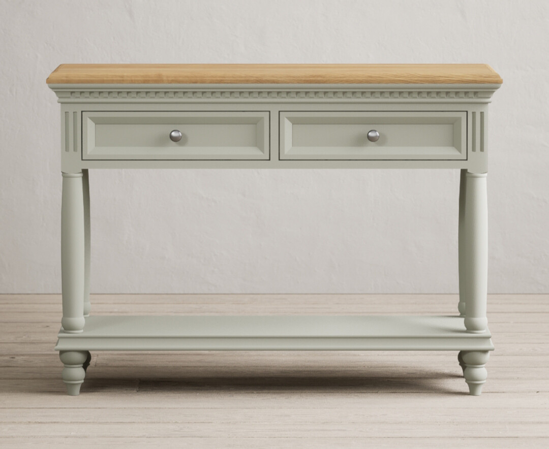 Francis Oak and Soft Green Painted Console Table Francis Oak and Soft Green Painted Console Table