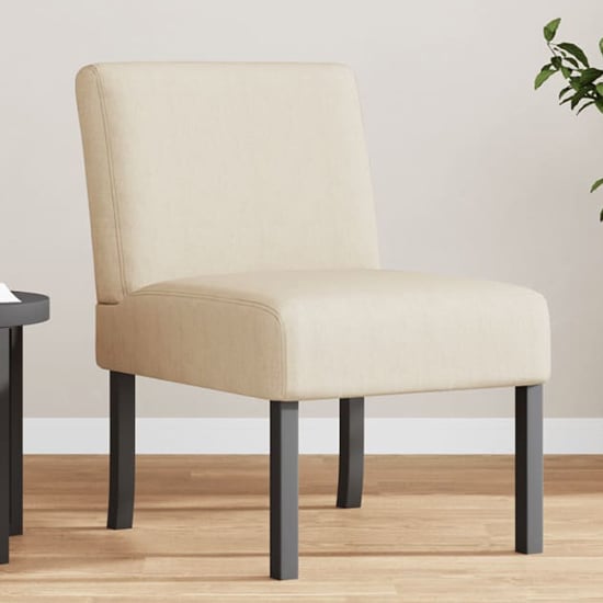 Gilbert Fabric Bedroom Chair In Cream With Wooden Legs