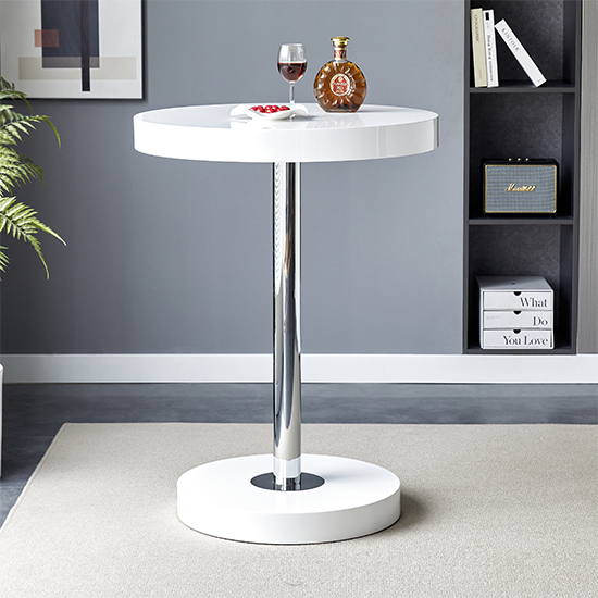Havana High Gloss Bar Table Round In White Havana High Gloss Bar Table Round In White